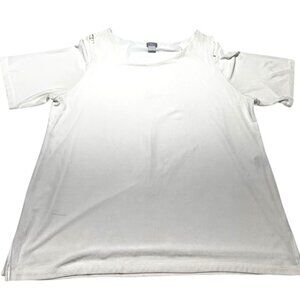Chico's Travelers White Cold Shoulder Top Size 4 (US XXL 20/22)